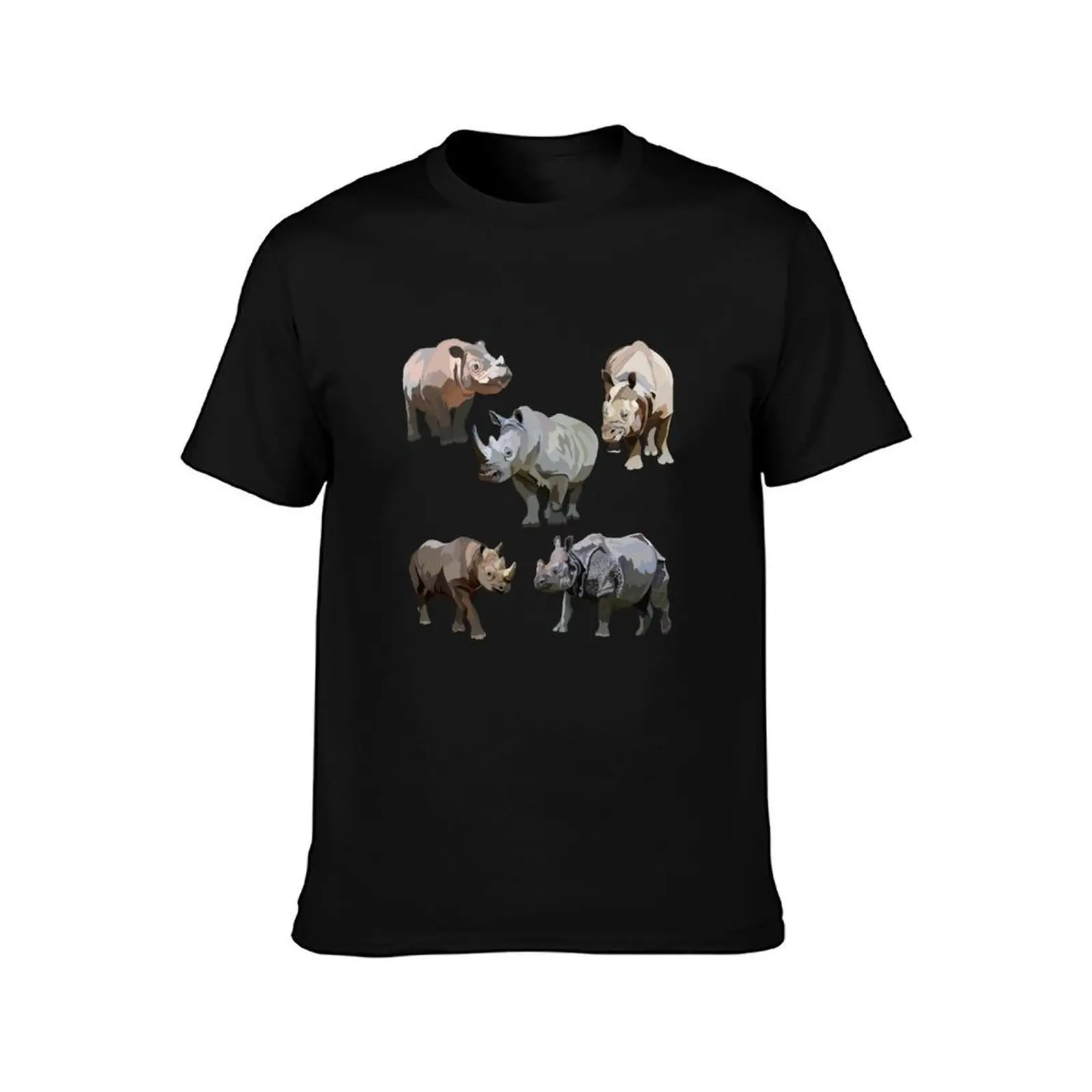 Rhino Species T-Shirt Stylish Print Short Sleeve Tee T-Shirt