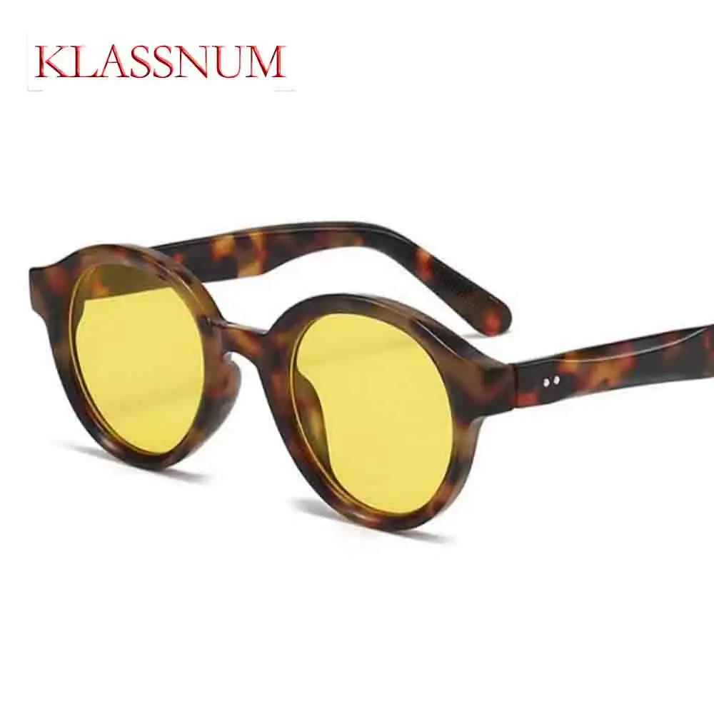 

KLASSNUM Vintage Round Candy Color Sunglasses Women Men Polarized Sun Glasses Fashion Rivets Luxury Brand Shades UV400 Oculus