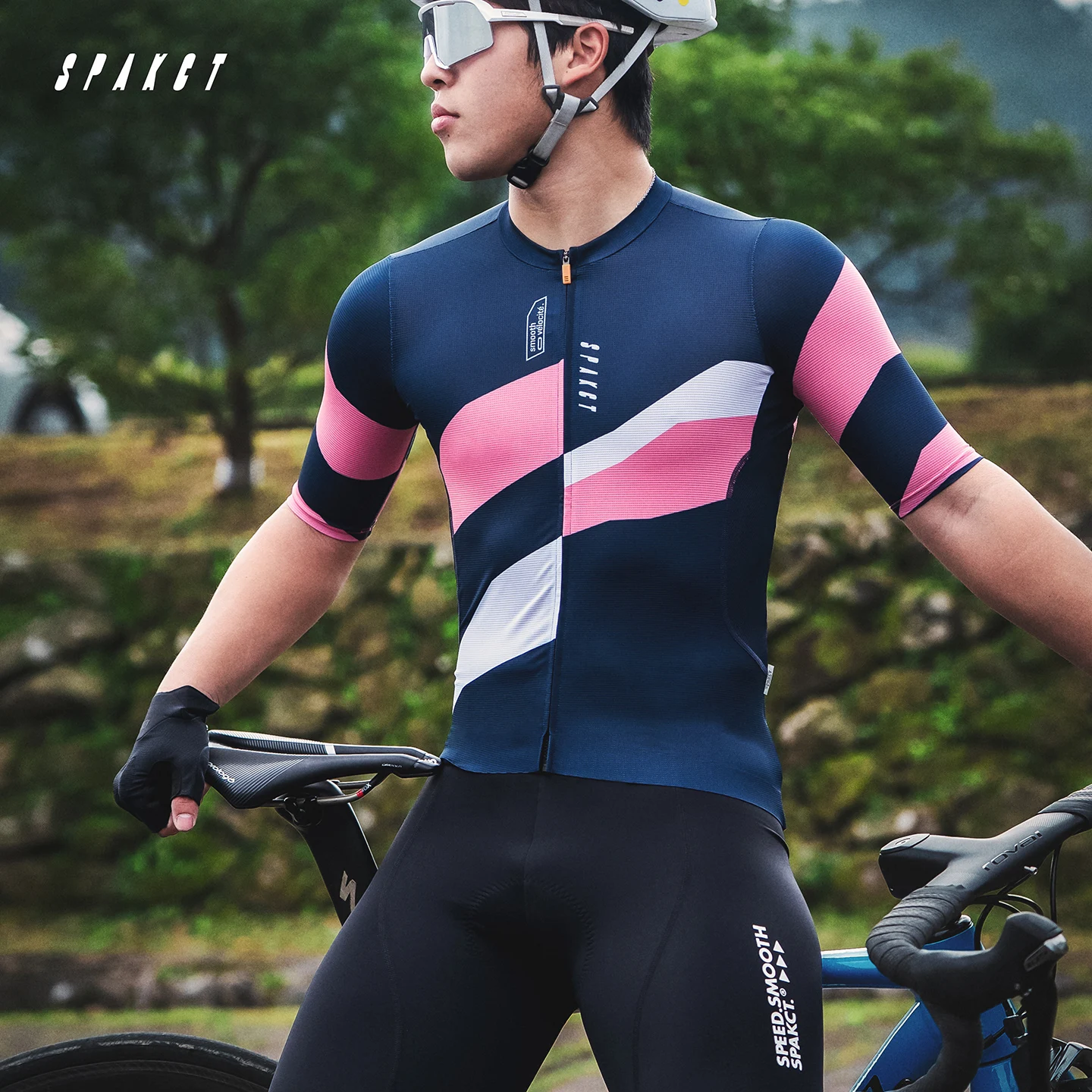SPAKCT Men Short‑Sleeve Cycling Jersey Spring Summer Lightweight Breathable Quick Dry Mountain Road Bike Bicycle Riding Shirt