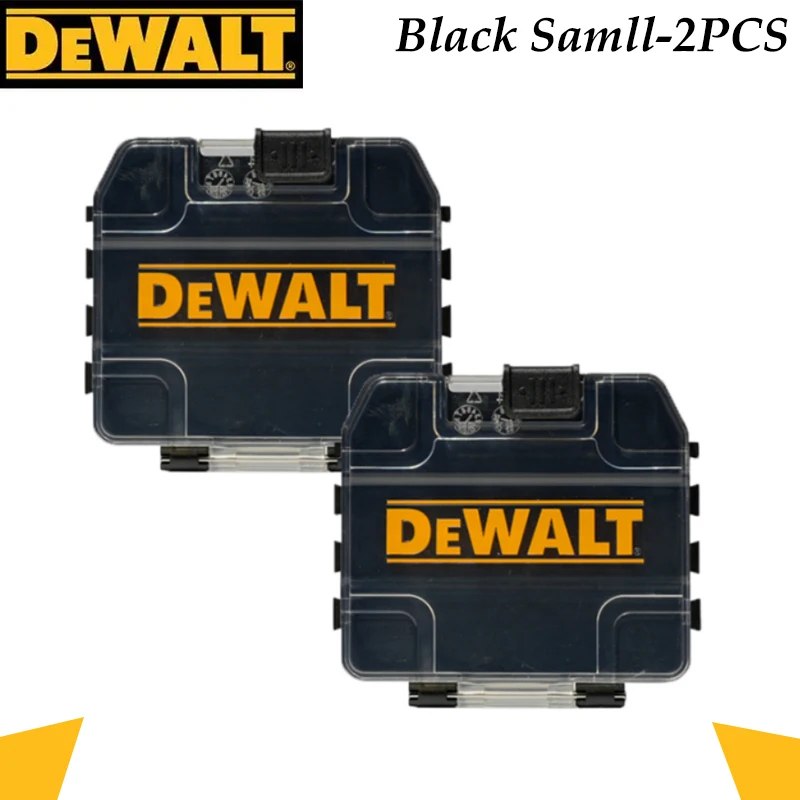 DEWALT Small Storage Cases, 2-Pack Black Plastic Organizer Boxes with Clear Lids for Bits & Small Parts