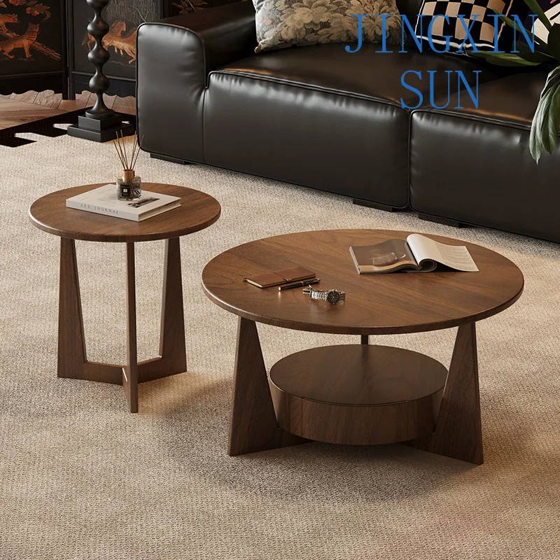 Mesa basse medieval creativa en bois massif, combinaison de tailles para salón
