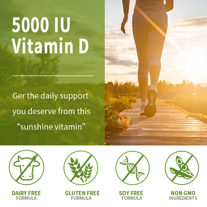 BUNKKA Vitamin D3 Capsules 125mcg Boost Calcium Absorption Sunshine Vitamin Help Bone Teeth and Arterial Health Muscle Function