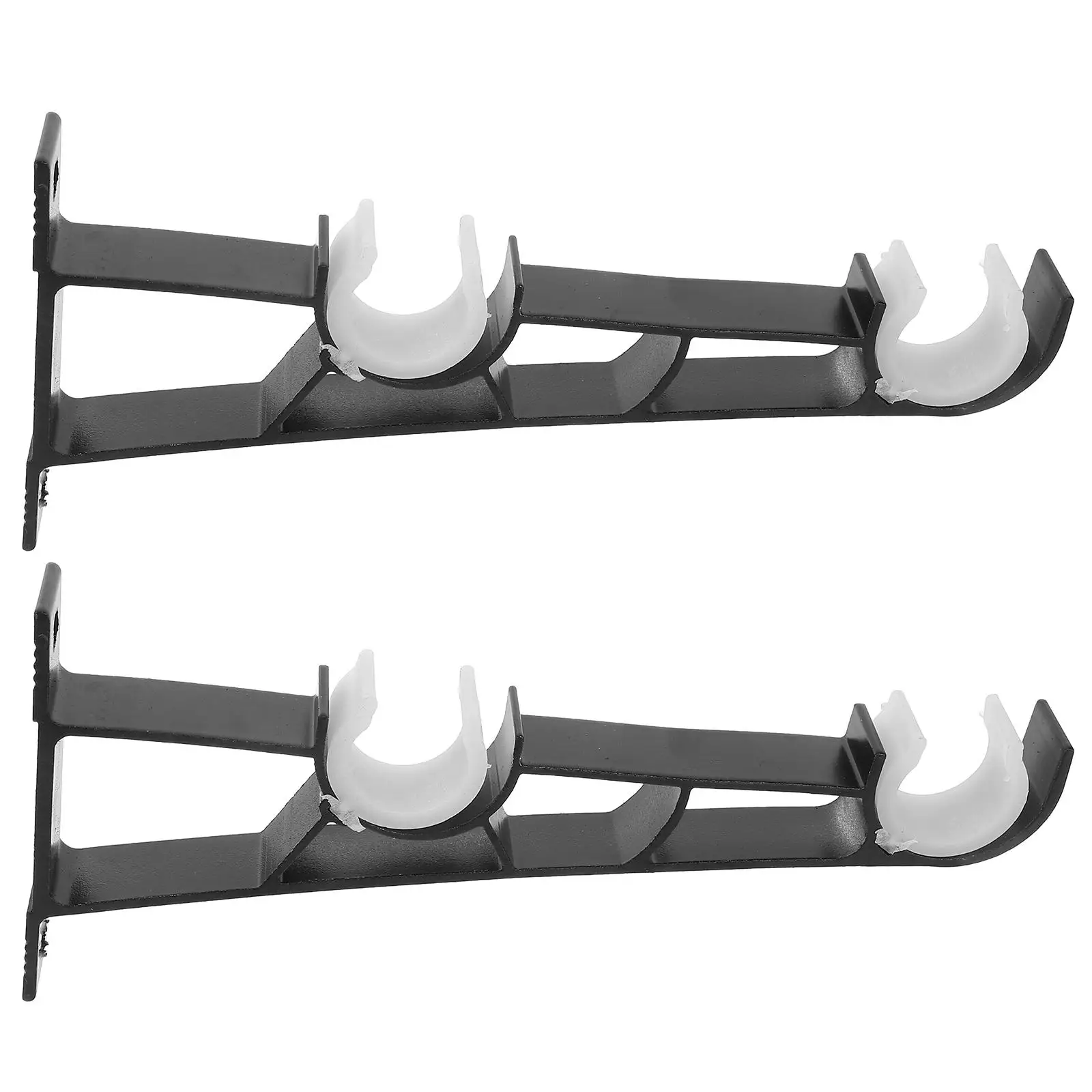 

2 Pcs Black Roman Pole Double Rail Curtain Rod Brackets Iron Base Holders Heavy Duty Dual Curtains Window Decor Accessories