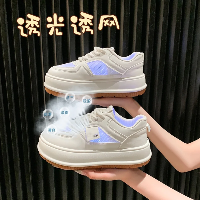 2024 Sneakers da donna scarpe da passeggio Casual tela bianca Versatile scarpa con fondo spesso scarpe sportive vulcanizzate con fondo piatto