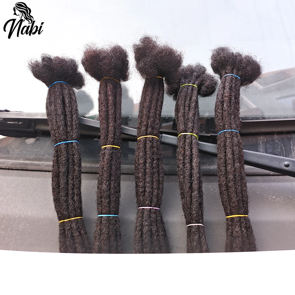 NABI Dreadlock Extensions 인간의 머리카락 20 가닥/로트 수제 8 인치 0.6cm 두께 질감 InterLoc Extension 100% 인간의 머리카락