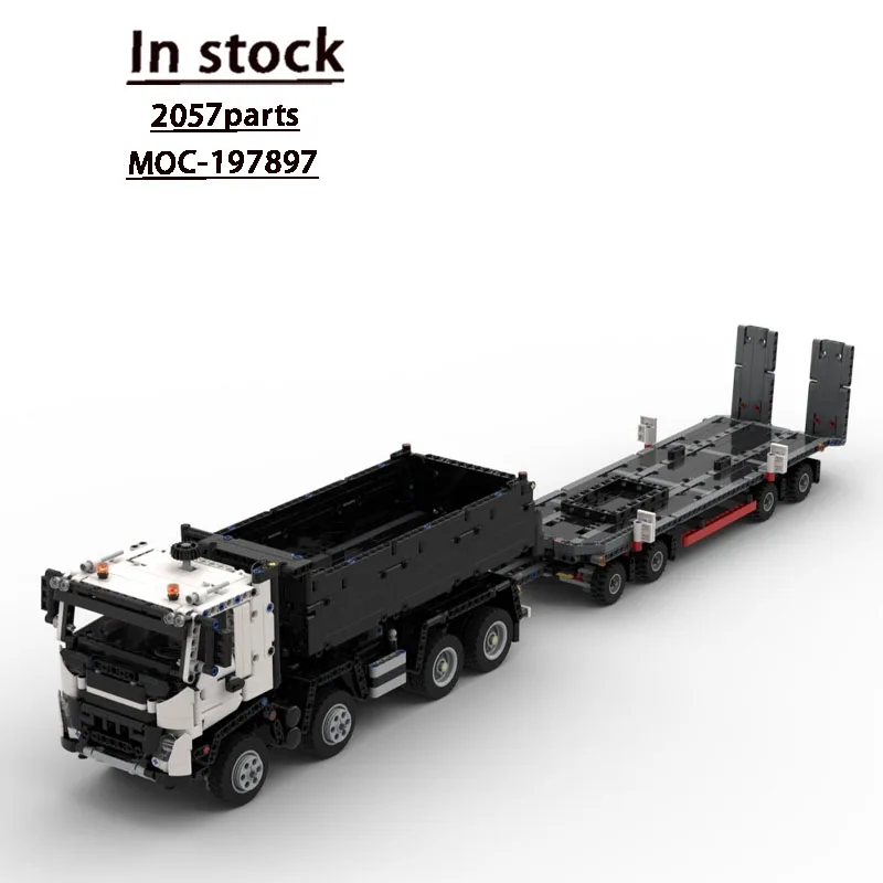 MOC-197897 Classic New Cargo Transport Truck Trailer Building Blocks Model, 2057 Parts, Birthday Toy Gift for Boys and Children