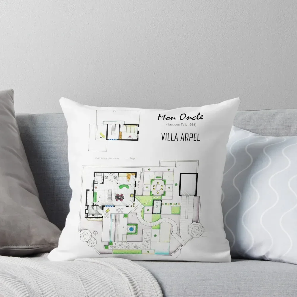 Floorplan of VILLA ARPEL from MON ONCLE Throw Pillow Decorative Cushion Cover Decorative pillowcase Sofa Cushions pillow