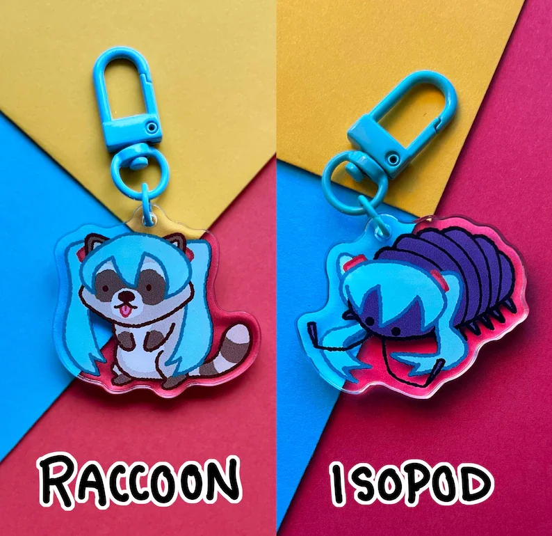 Cute Virtual Singer Animal Acrylic Keychains Double Sided Funny Cartoon Bag Charms Collectible Pendant Gifts for Fans