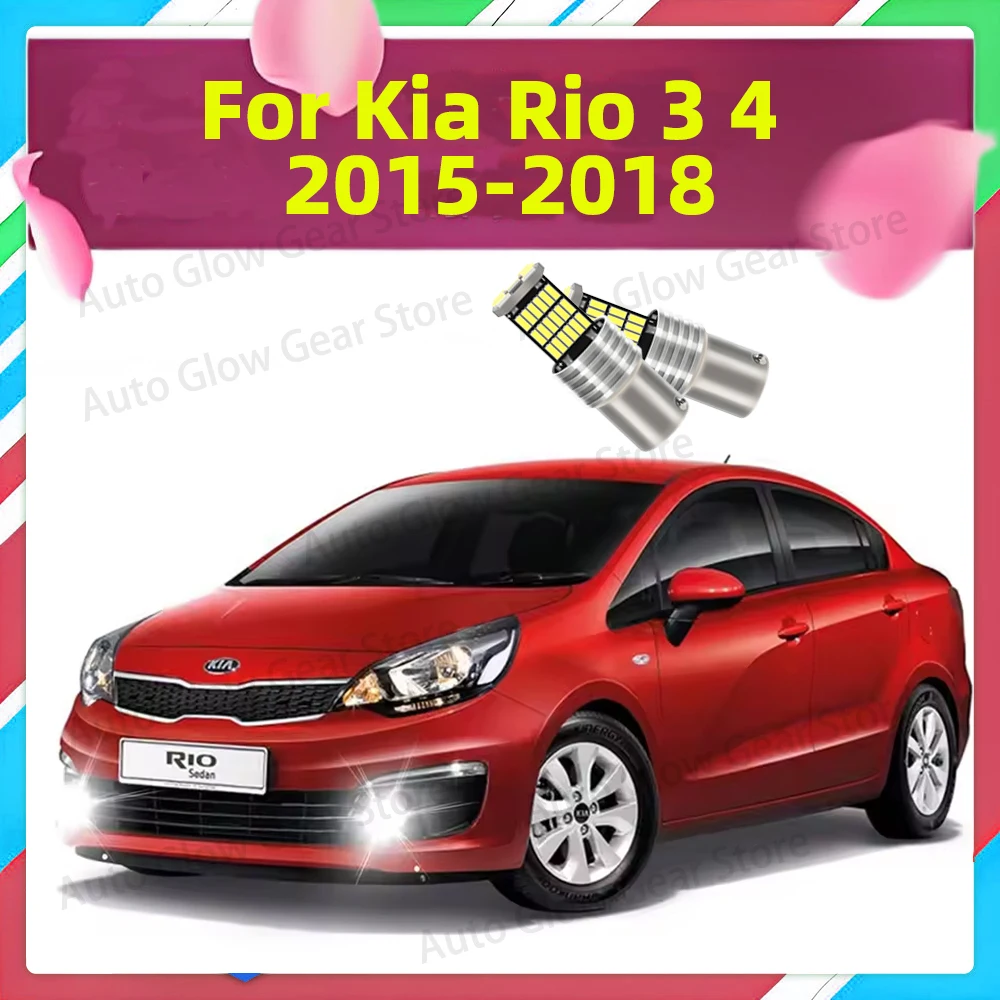 

2Pcs For Kia Rio 3 4 2015 2016 2017 2018 P21W 1156 BA15S Car LED DRL Daytime Running Lights Bulbs White 6000K Canbus No Error