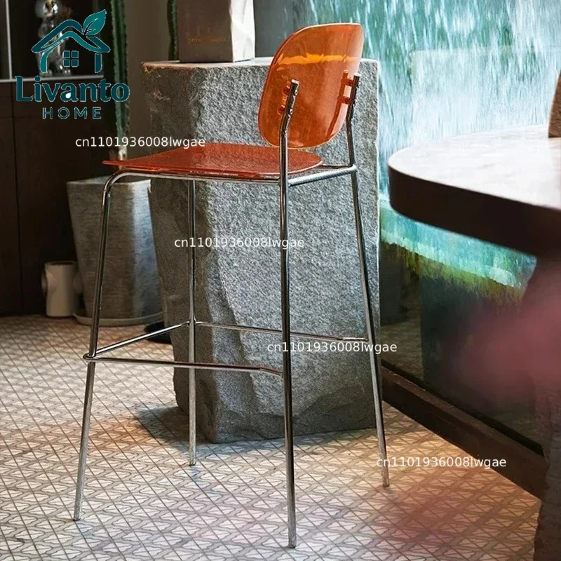 

Transparent Minimalist Designer Bar Stools Iron Creative Acrylic Front Desk High Chair Tabourets De Bar Accessories Furniture