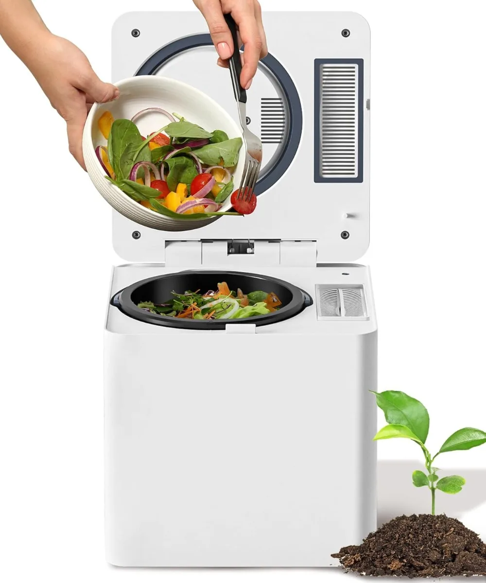 3L Smart Compost Bin for Countertop, Odorless/Auto-Clean/LED Display, Turn Food Waste Into Fertilizer in 4/6 Hrs