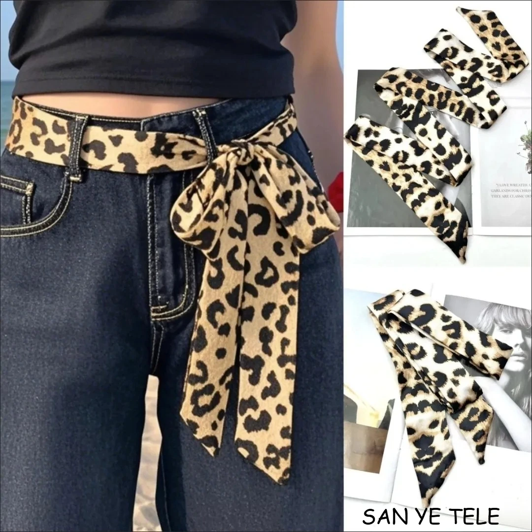 

Сексуальный шарф с леопардовым узором, женская мода, волнистые ленты, пояс Y2K, аксессуары для волос с бантом, сумки, украшение с ручкой