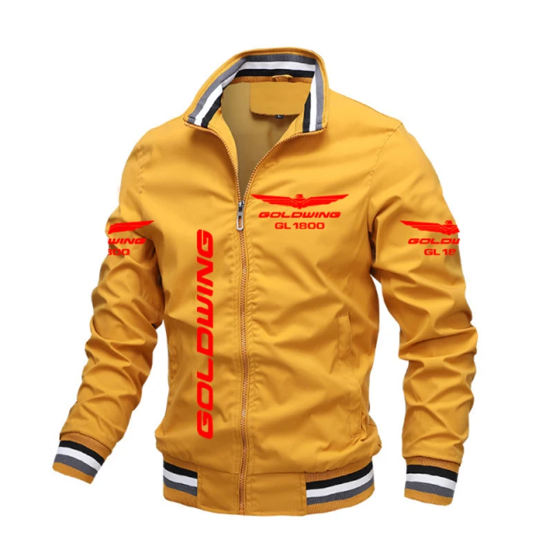 Chaqueta con estampado de ala dorada Honda para hombre y mujer, chaqueta Bomber ajustada para motocicleta, tendencia de moda, nueva