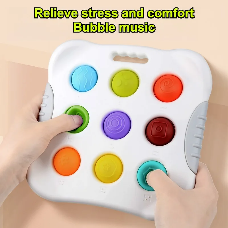 Brinquedo cognitivo colorido infantil, quebra-cabeça de dedo para treinamento, educação precoce, pressão de bolha, placa de prática de música, reconhecimento digital
