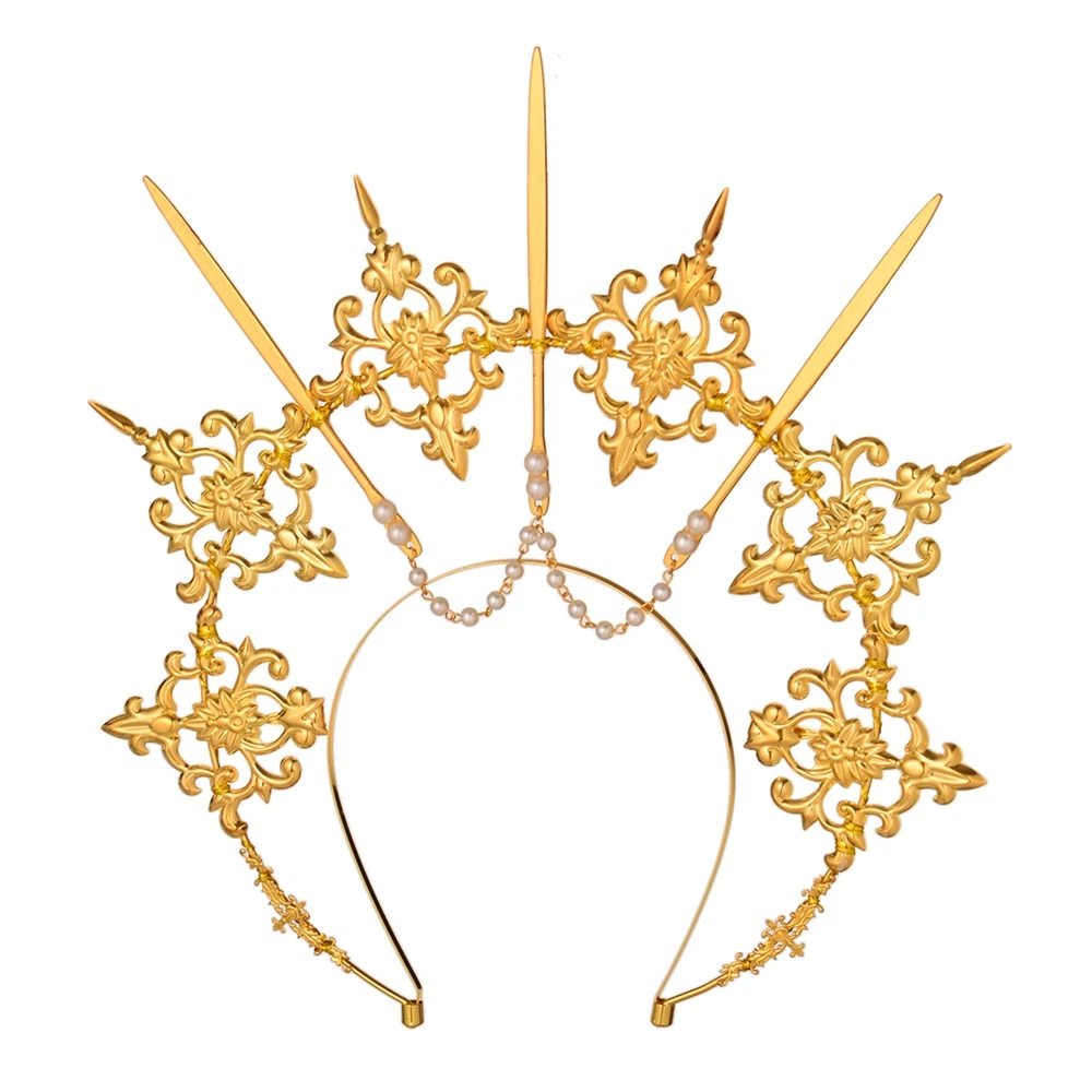 

Fairy Queen Halo Crown Headpiece Women Party Gothic Feather Wings Headband Costume Accessories