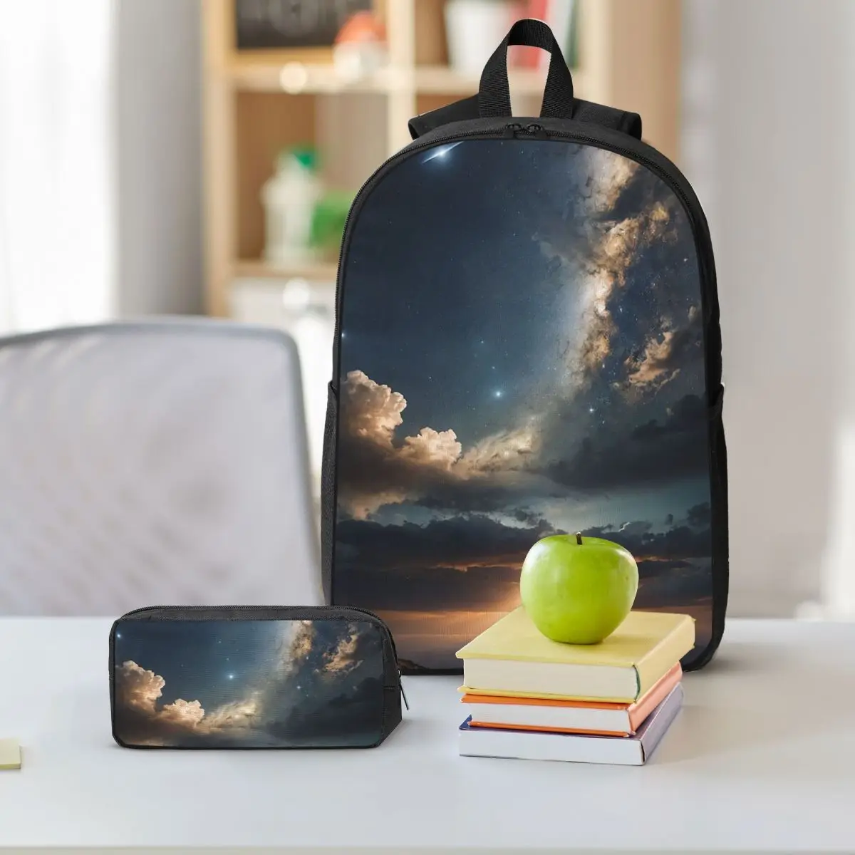 Starlit Sky Milky Way Starry Backpack Student BookBag School Bag Shoulder Bags 3ps Insulated Lunch Bag Pencil Case