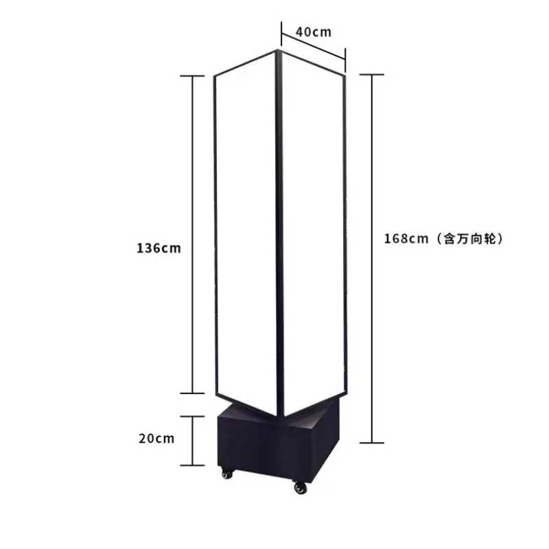 Floor-to-ceiling four-sided rotating light box, outdoor vertical rotating light box, four-sided luminous billboards