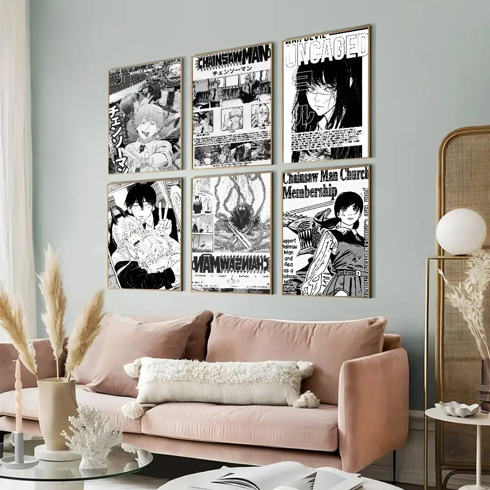 Japanischer Klassiker C-Chainsaw Man, schwarze Anime-Klassiker-Filmposter, Vintage-Raum-, Bar- und Café-Dekoration, nordische Heimdekoration