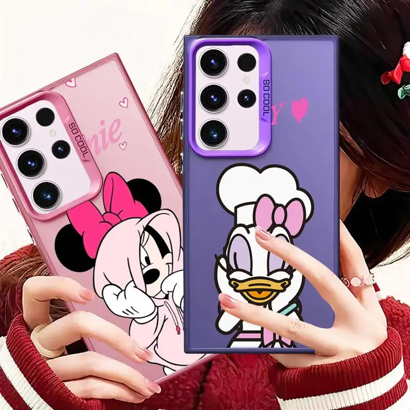 Mickey Minnie Mouse Donald Saisy Duck Phone Case for Samsung Galaxy S24 S23 Ultra S22 Plus S21 S20 FE Note 20 Plating Cover