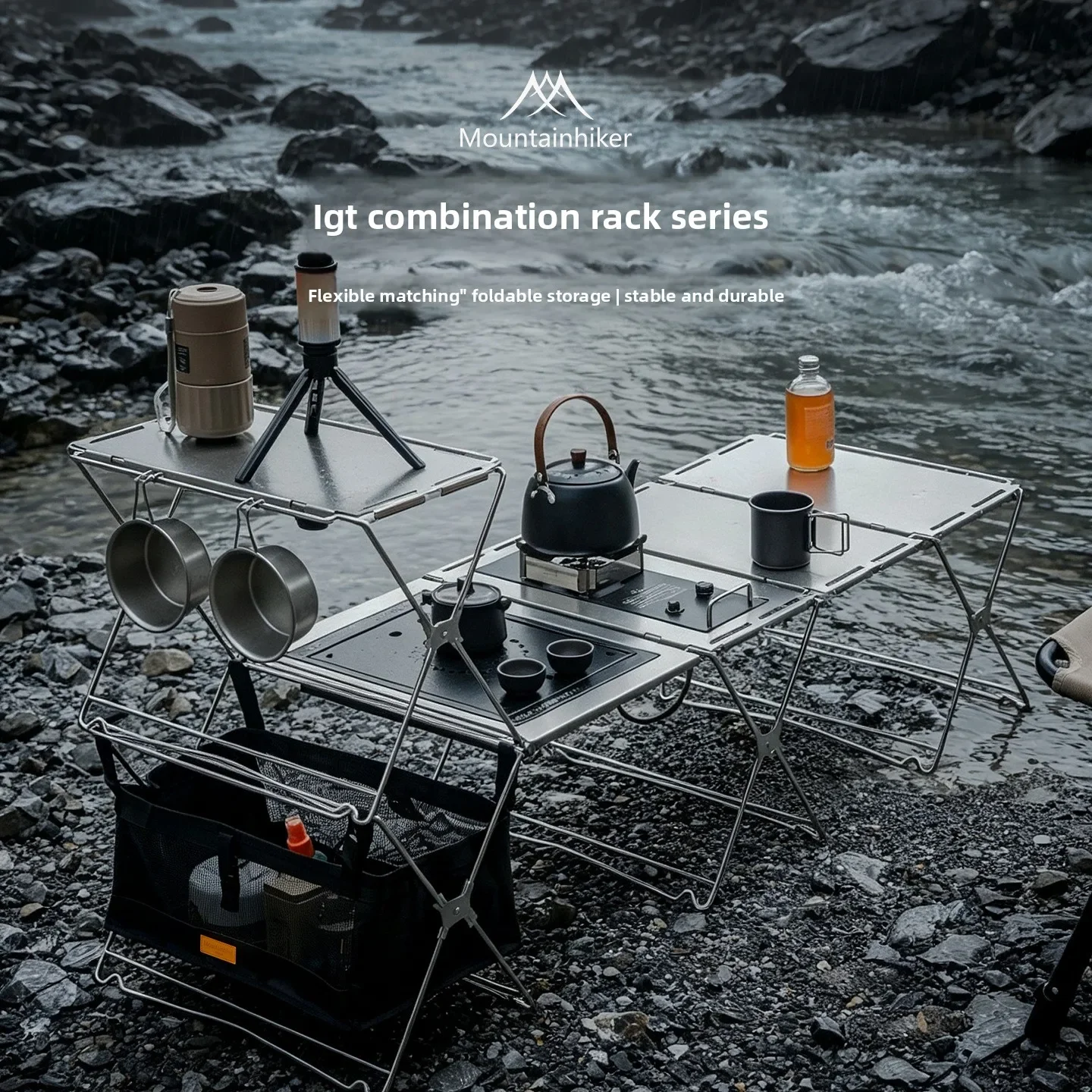 Combination Rack for Outdoor Camping, Camping Combination Rack Is Easy To Carry, Stainless Steel with Storage Bag for Storage