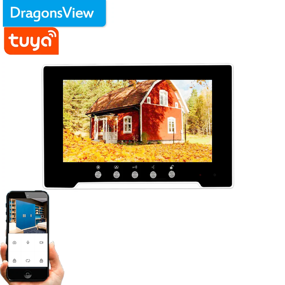 Умный домофон Dragonsview Tuya с Wi-Fi, видеодомофон, 7-дюймовый сенсорный экран, монитор, запись разблокировки