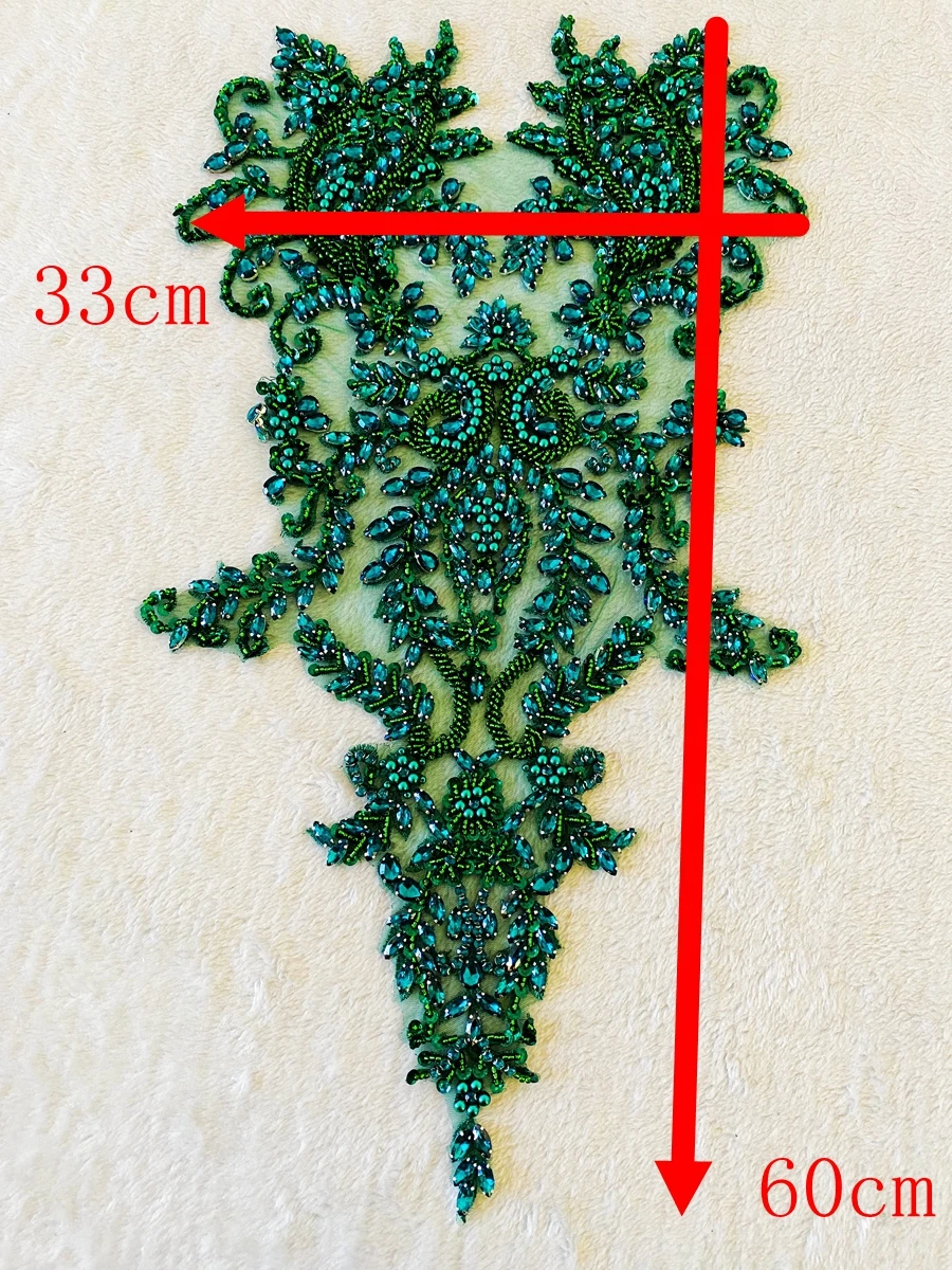 Handmade rhinestones lace applique handsewing beads sequins trimming patches for dress clothing accessories more colour