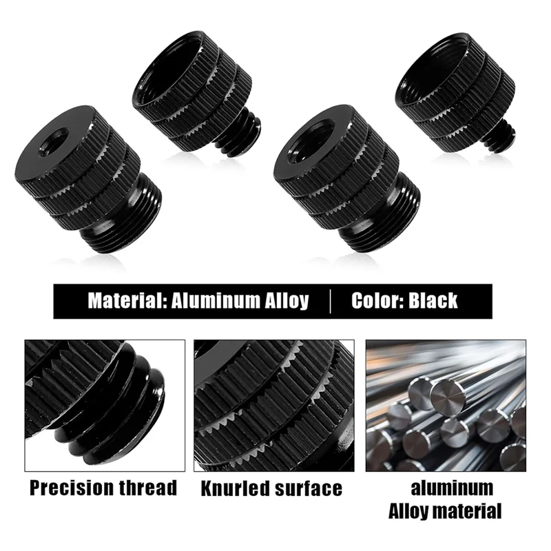 

ABEO-4Pcs Mic Stand Adapter, Mic Thread Adapters 1/4 Female To 5/8 Male Screw Adapter For Microphone Boom Camera Tripod