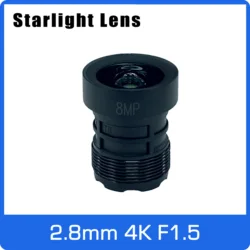Starlight Lens 8MP 2.8mm Fixed Aperture F1.5 Big Angle For SONY IMX415/274 Low Light CCTV IP Camera Free Shipping