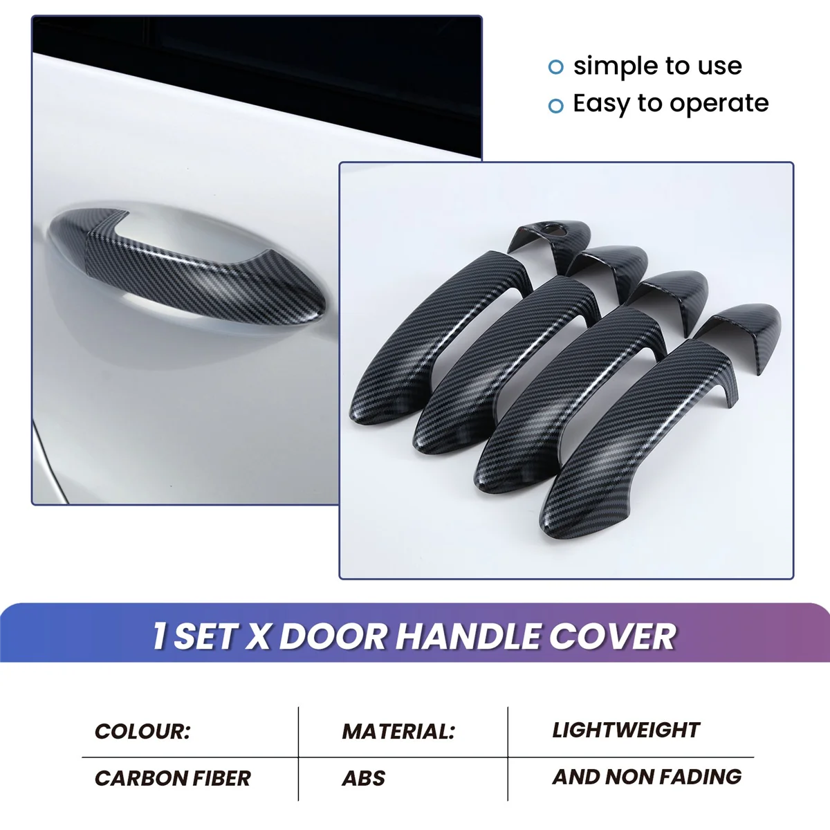 Stiker penutup pegangan pintu eksterior mobil, untuk Ford Fiesta 2009 2010 2011 2012 Aksesori, serat karbon