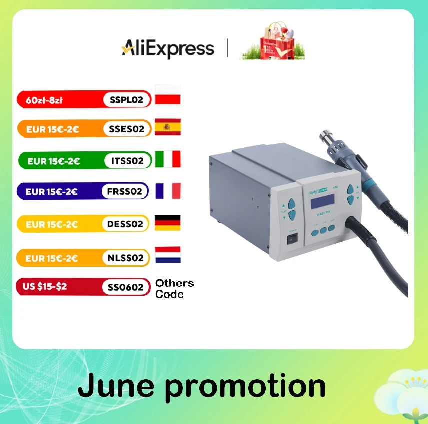 

110V Hot Air Gun Soldering Station Lead Free Digital Display Panel 100°C~500°C