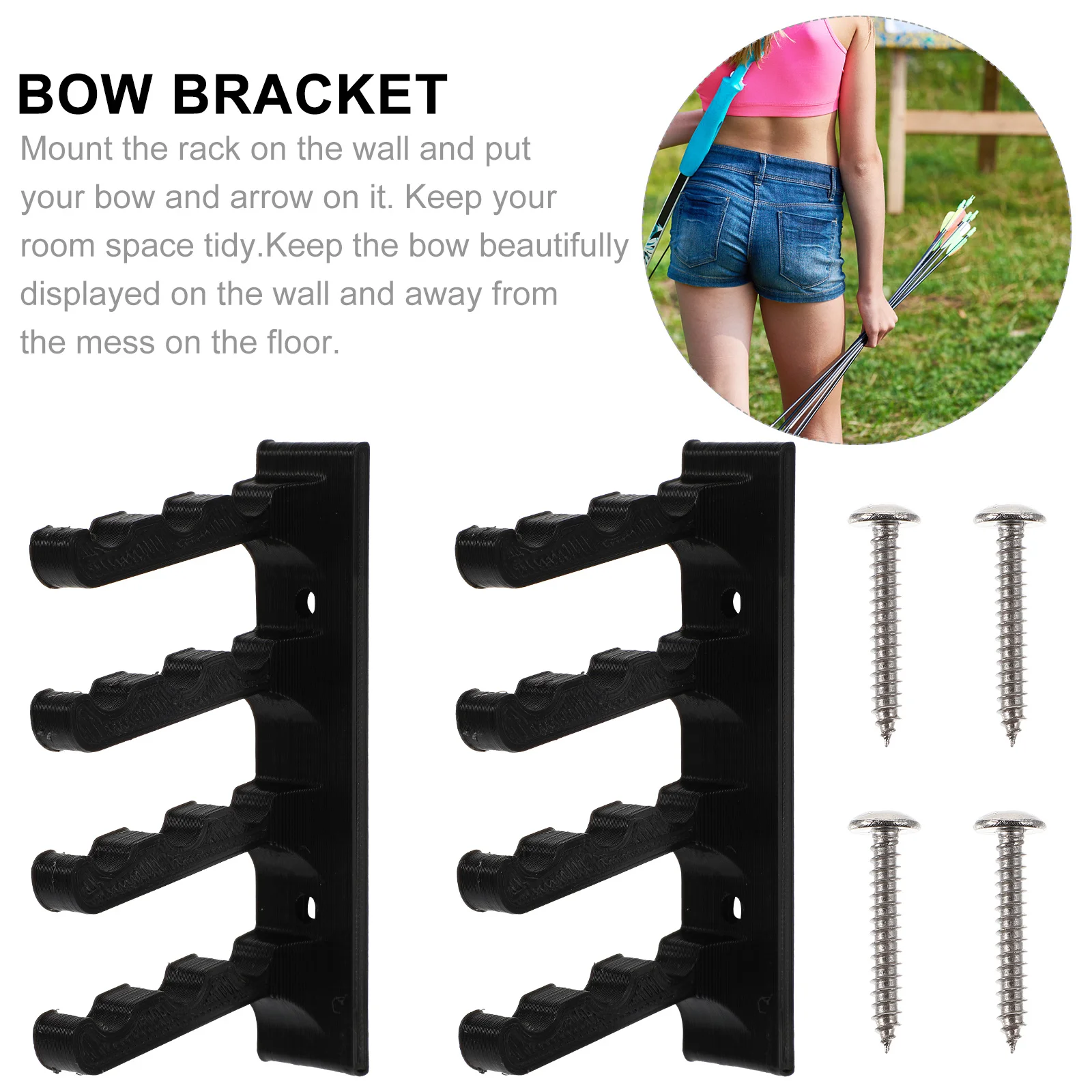 

2Pcs Bow Arrow Wall Hanger Durable ABS 4 Tiers No Fading Easy Install Sturdy Construction Gift Idea Bow Hanger