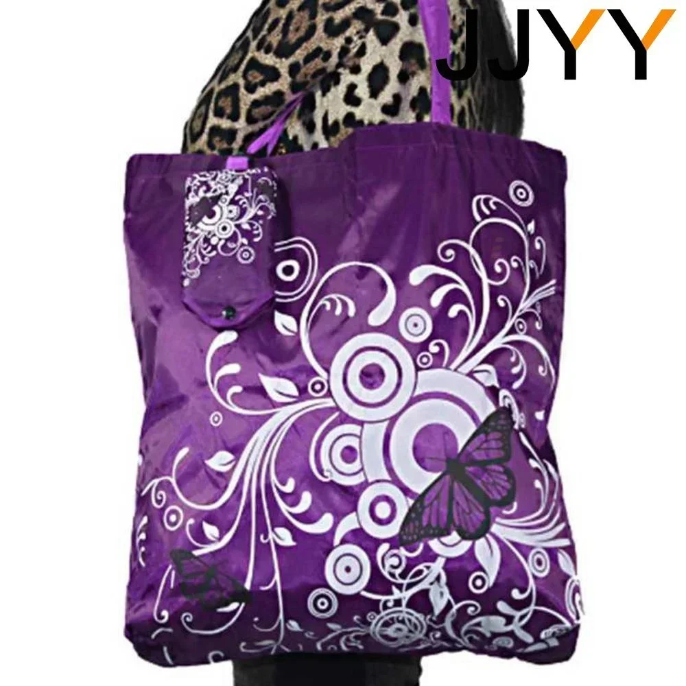 Portable Folding Shopping Bag Eco-Friendly Polyester Oxford Cloth Storage Bag Butterfly Design