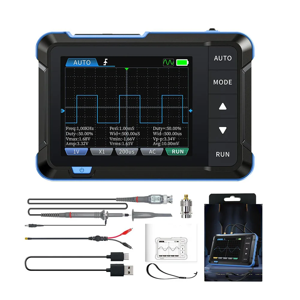 Beginner Friendly Portable Digital Oscilloscope 1Mhz Bandwidth Efficient Button AUTO Function Signal Generators