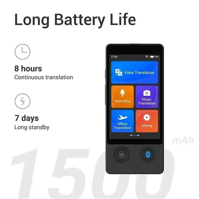 Portable W12 AI Voice Translator 144 National time Translation Text Photo Translate Machine Language Intelligent Real