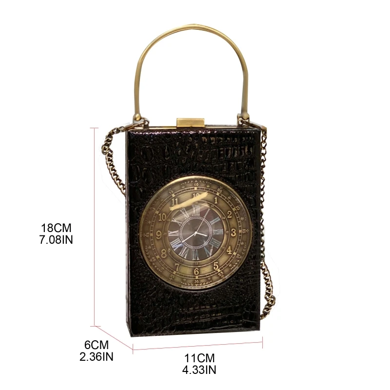 Bolso cadena hombro con reloj trabajo real para mujer Bolsos cruzados PU Bolsos monedero Ins