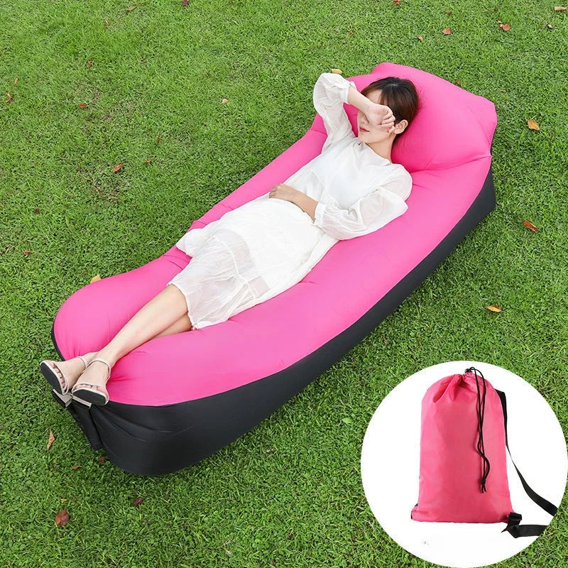 outdoor portable Lazy Inflatable Sofa Outdoor Portable Beach Air Sofa Folding Camping Inflatable Sofa Bed Sleeping Bag Single Pe