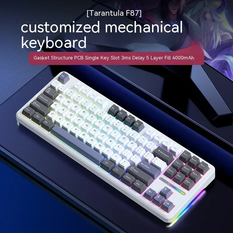 Aula F87pro 3-Mode Mechanical Keyboard Wireless Bluetooth Gaming Gasket Customize Keyboard Pc Accessory For Computer Desktop