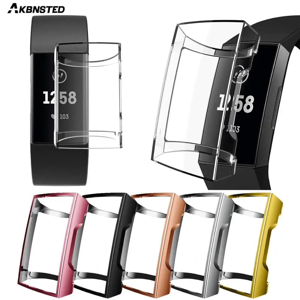 AKBNSTED TPU Silicone Case Cover For Fitbit Charge 2 Full Protective Frame Smartwatch Scratchproof Case For Charge 2 Accessories