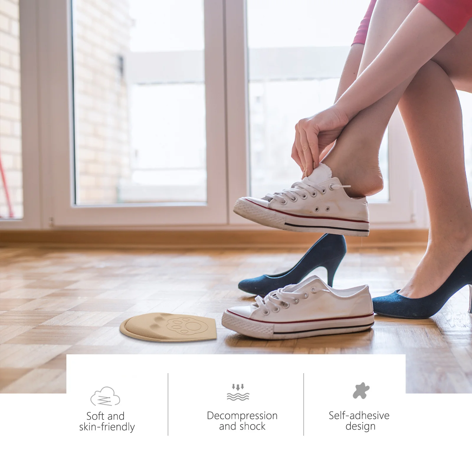 2Pairs Anti-Slip Forefoot Insert Metatarsal Cushion High Heel Pad Pain Relief Foot Cushion High Heel Insole Shoe Half Insole