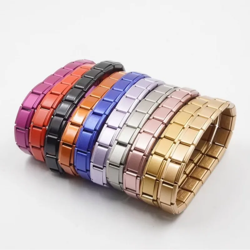 Colorful Matte Stainless Steel Elastic Detachable Love DIY Modular Charm Bracelet Links Strap Versatile Unisex Accessory