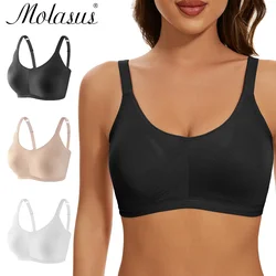 Molasus Women's Seamless Wireless Bras Full-Coverage Adjustable Straps Stretchy Underarm Smoothing Lightly Lined Bra Wire Free