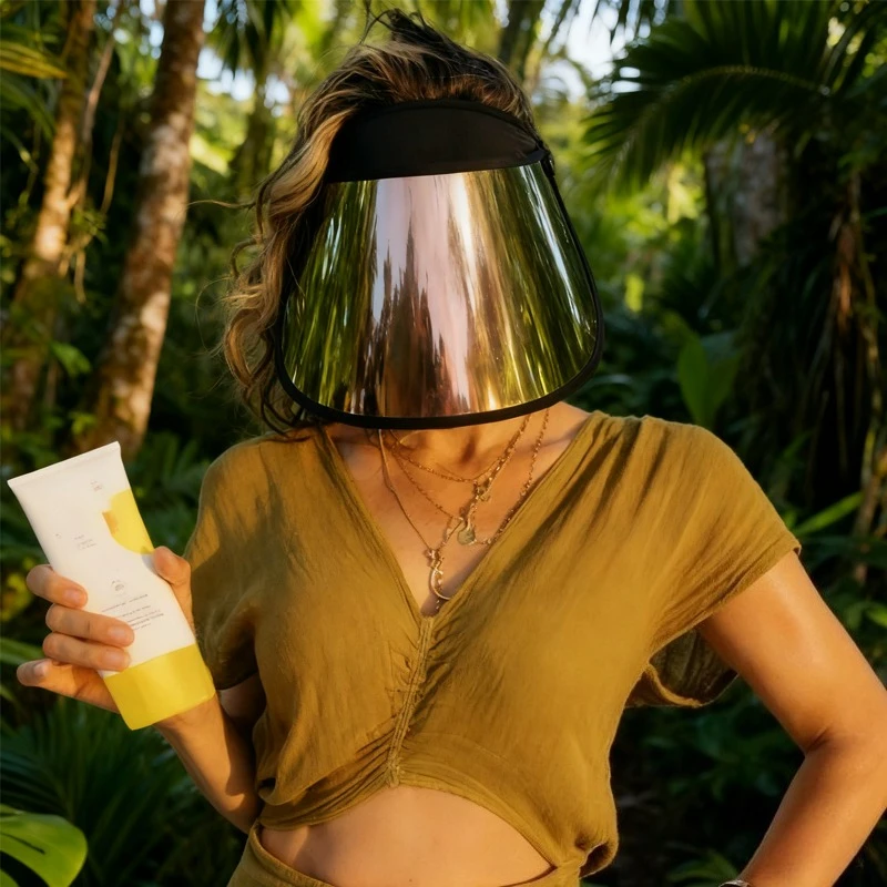 

Летняя шляпа для гольфа розового золота с широкими полями UPF50 + шляпа от солнца на все лицо, водонепроницаемая дышащая спортивная пляжная шляпа от солнца для бега