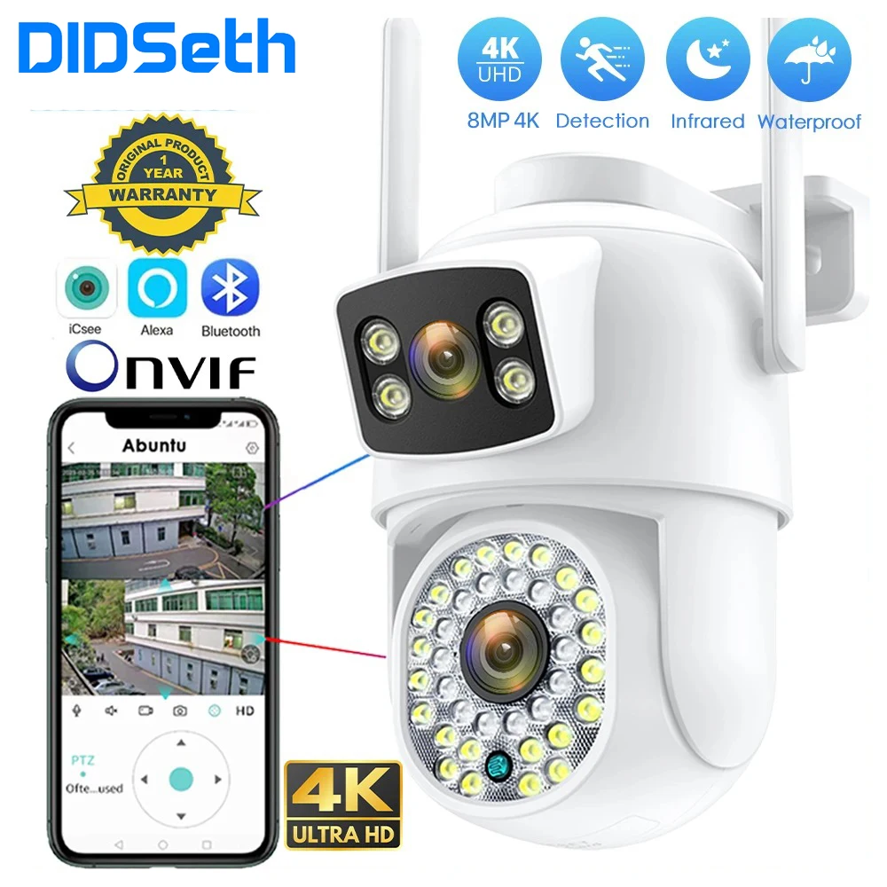 

DIDSeth 4MP Dual-Lens IP Camera Wifi PTZ Video Surveillance Outdoor Night Vision Street Security CCTV Cam iCsee IP66