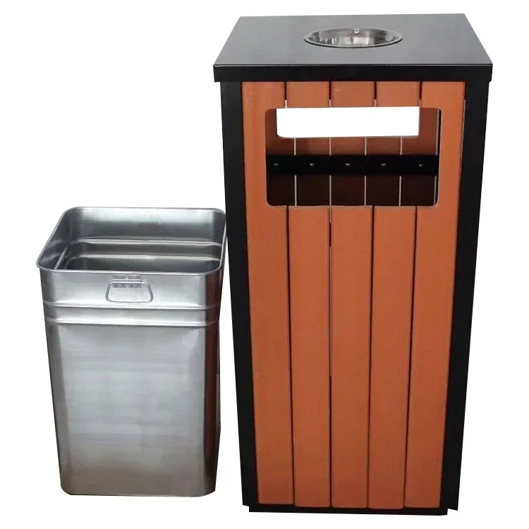 Various Colored Stainless Steel Outdoor Garbage Can with Rainhood Cigarette Garbage Trashbin Public Recycling Outdoor Trash Bin