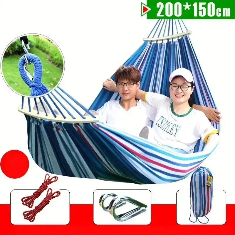 HYS new white thickened hammock outdoor adult camping double dormitory indoor and outdoor anti-rollover swing