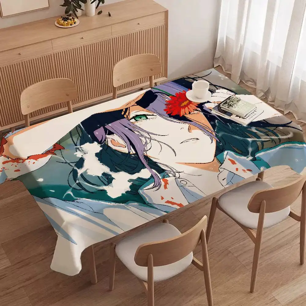 Chainsaw Man The Movie Reze Arc Table Stain Resistant Decorative Washable Polyester Tablecloths for Dining Table Parties