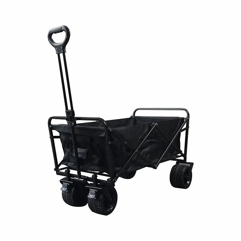 

Metal Frame Utility Wagon for Family Outings Garden Park Wagon Portable Beach OEM Camping Foldable 4 Wheel Wagon Trolley Cart