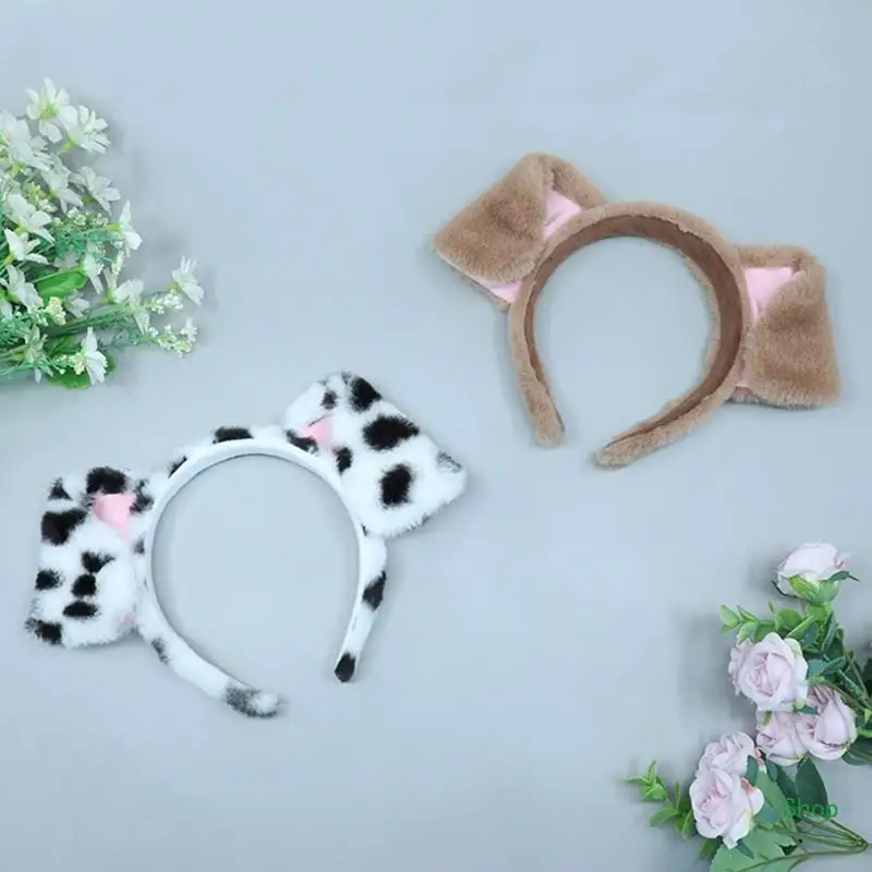 Dropship Lovely Plush Dog Ears Hair Hoop Simulation Animal Ear Headband for Halloween