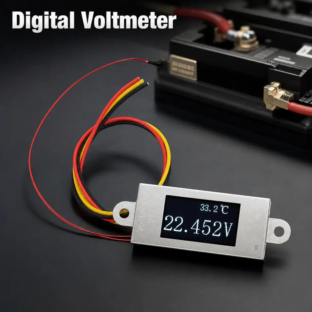 DC 5-30V OLED Display Digital Voltemeter 0-99℃ Temperature Sensor NTC Probe 1-6S Battery Voltage Monitoring