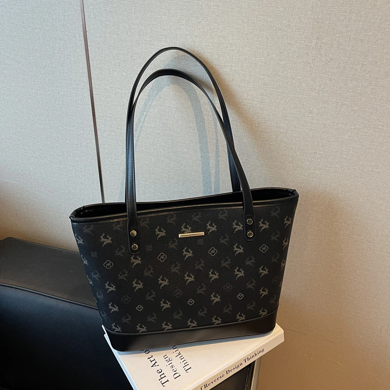 Large capacity luxury pattern zipper shoulder bag, fashionable classic handbag, high-quality party women's bag